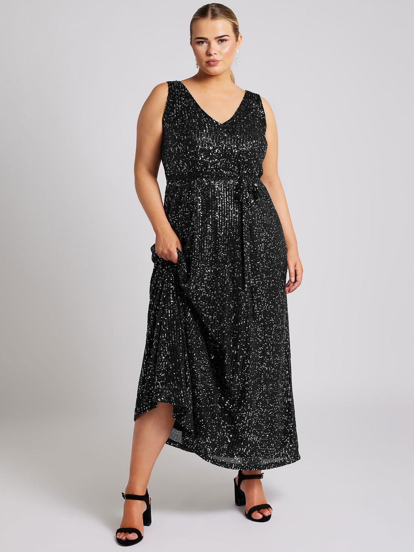 yours-curve-sequin-v-neck-maxi-dress-black