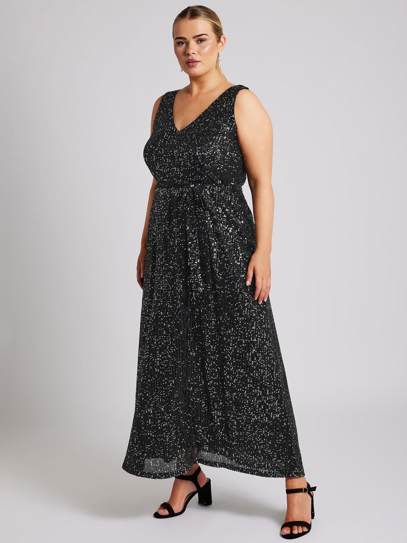 yours-curve-sequin-v-neck-maxi-dress-blackback