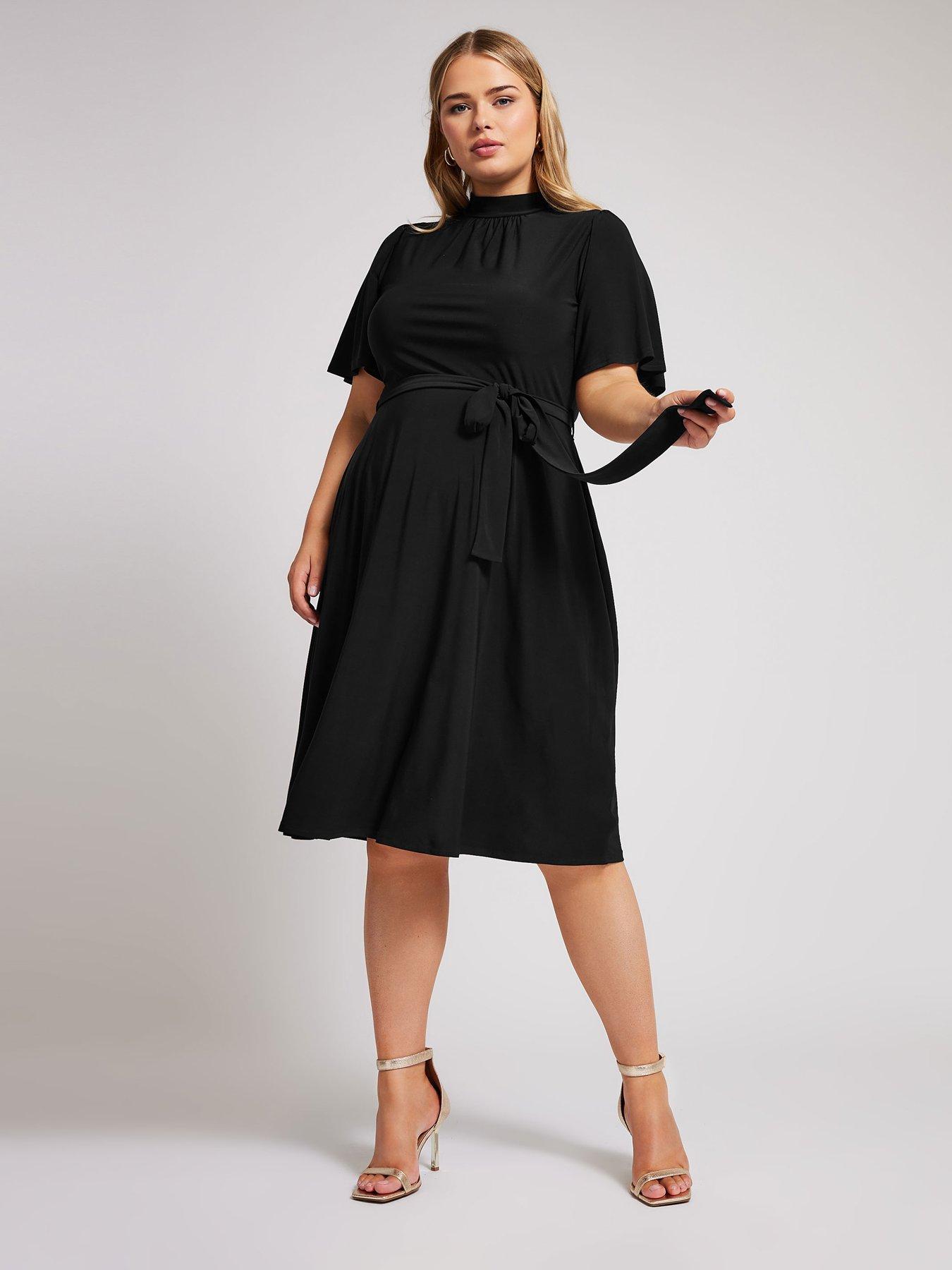 yours-curve-high-neck-belted-skater-dress-blackback