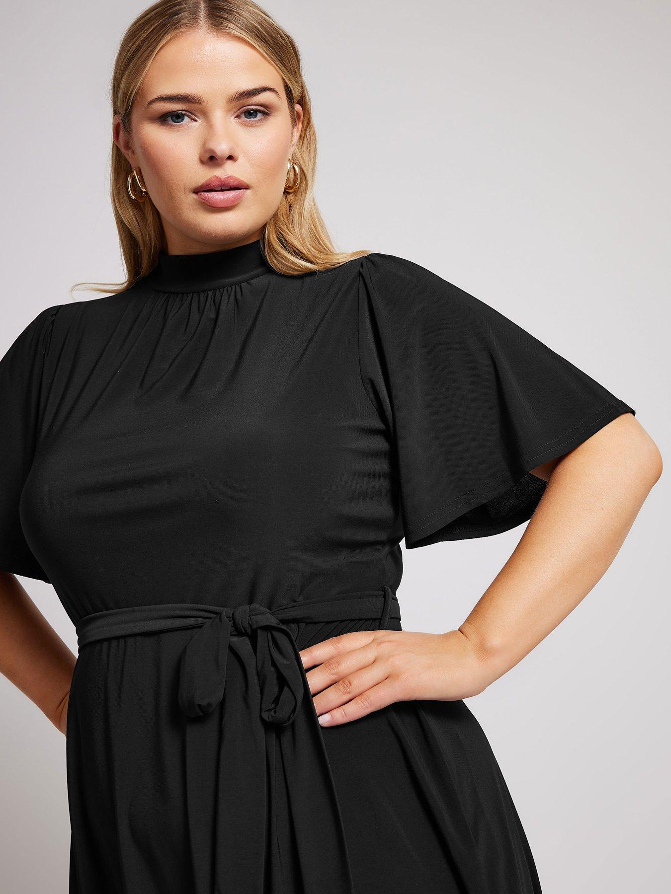 yours-curve-high-neck-belted-skater-dress-blackoutfit