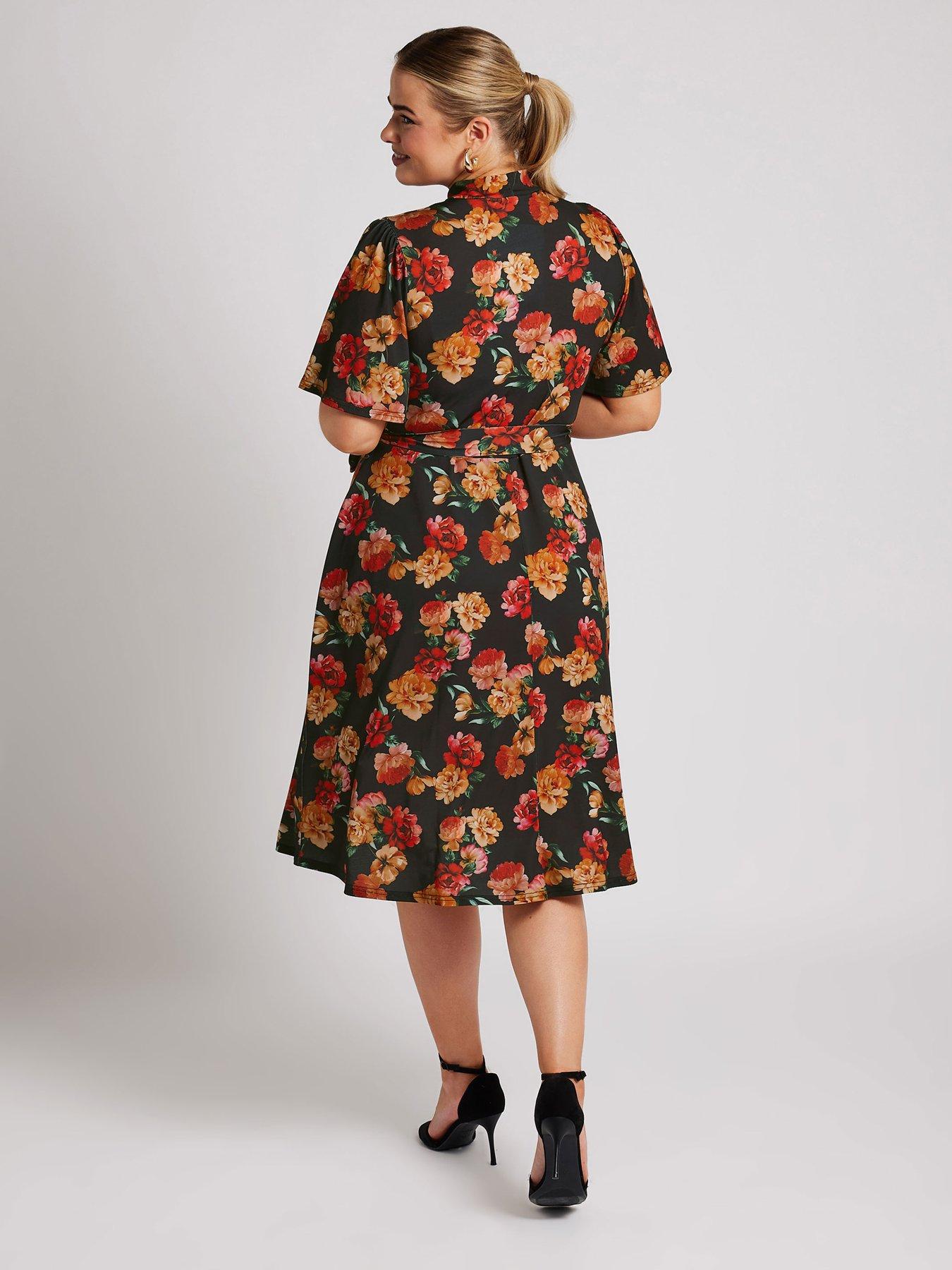 yours-curve-floral-high-neck-belted-skater-dressstillFront