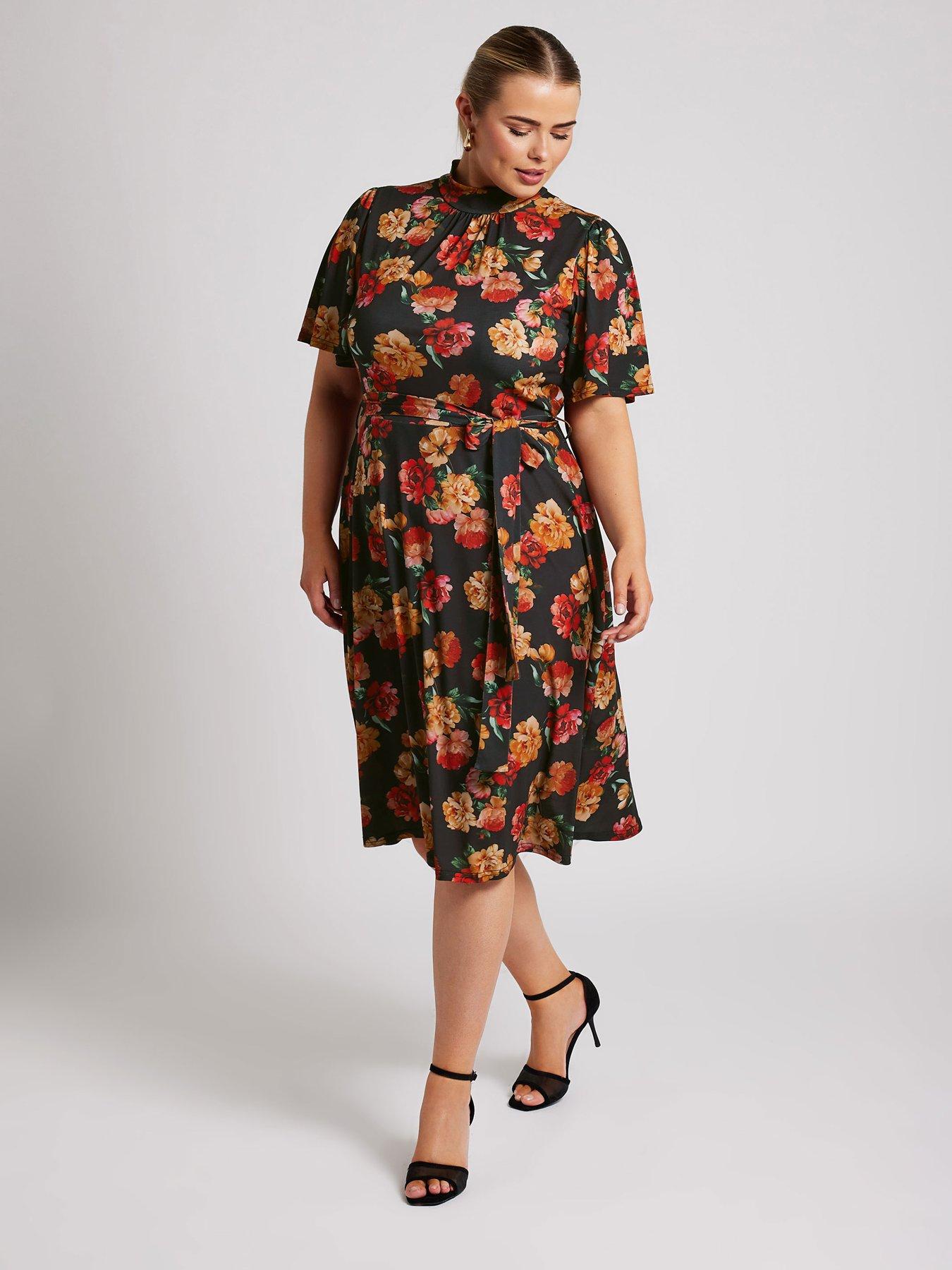 yours-curve-floral-high-neck-belted-skater-dressback