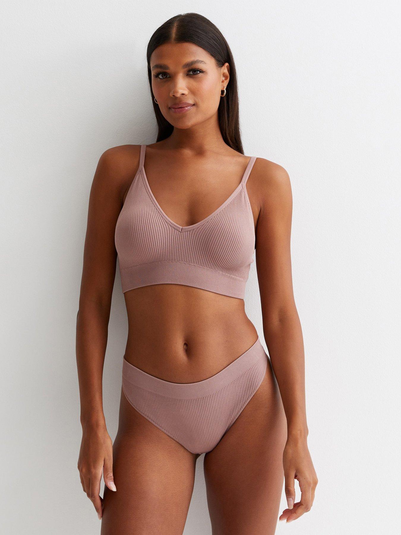 new-look-deep-pink-ribbed-seamless-bralette