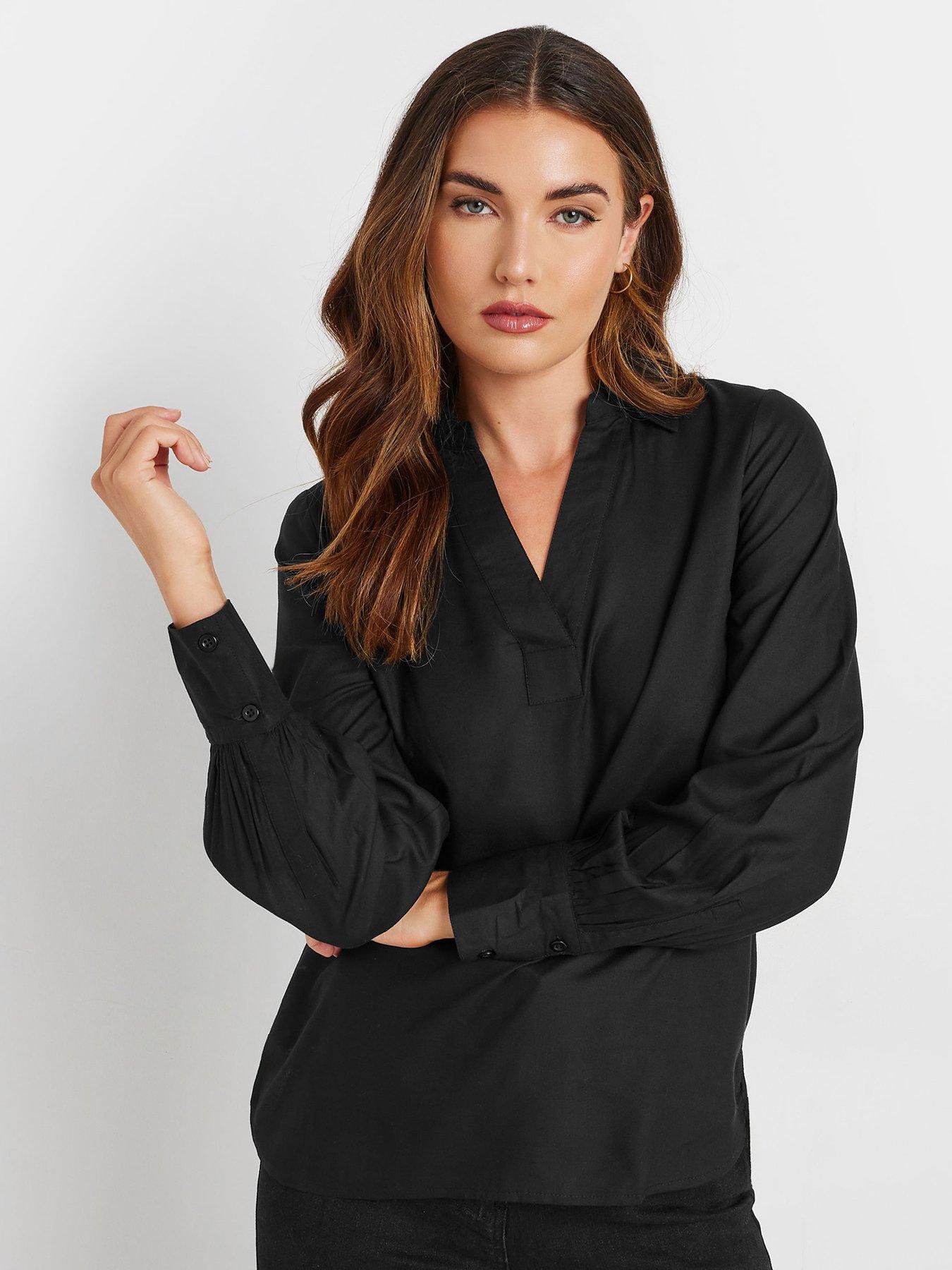 long-tall-sally-tall-collar-woven-top-black