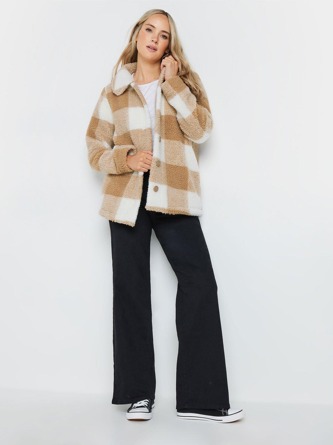 long-tall-sally-check-fleece-jacket-beigeback