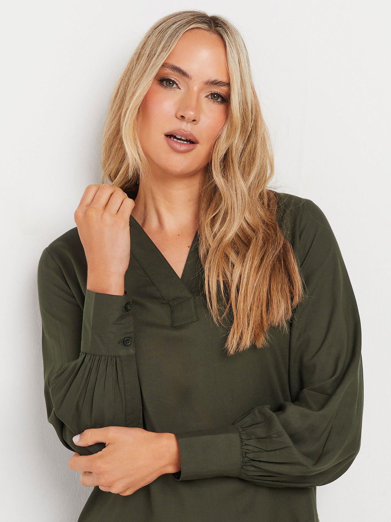 long-tall-sally-tall-collar-woven-top-olive-greenoutfit