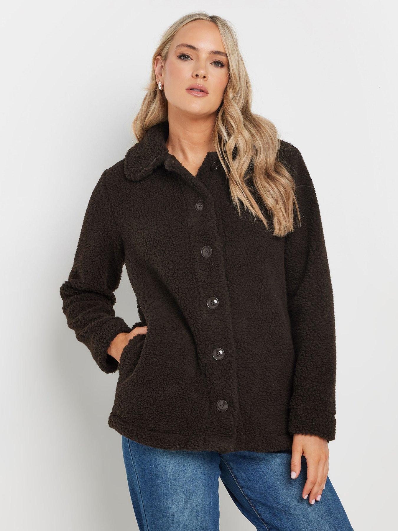 long-tall-sally-borg-teddy-fleece-jacket-brownfront