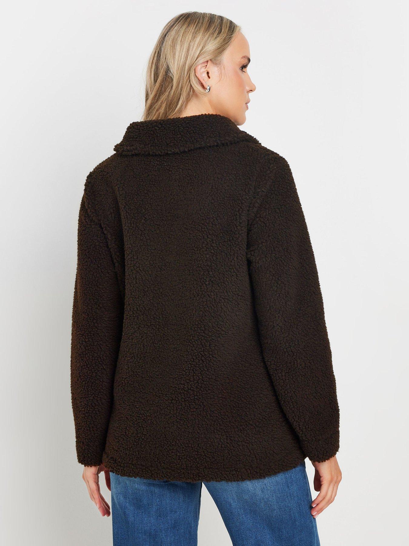 long-tall-sally-borg-teddy-fleece-jacket-brownstillFront