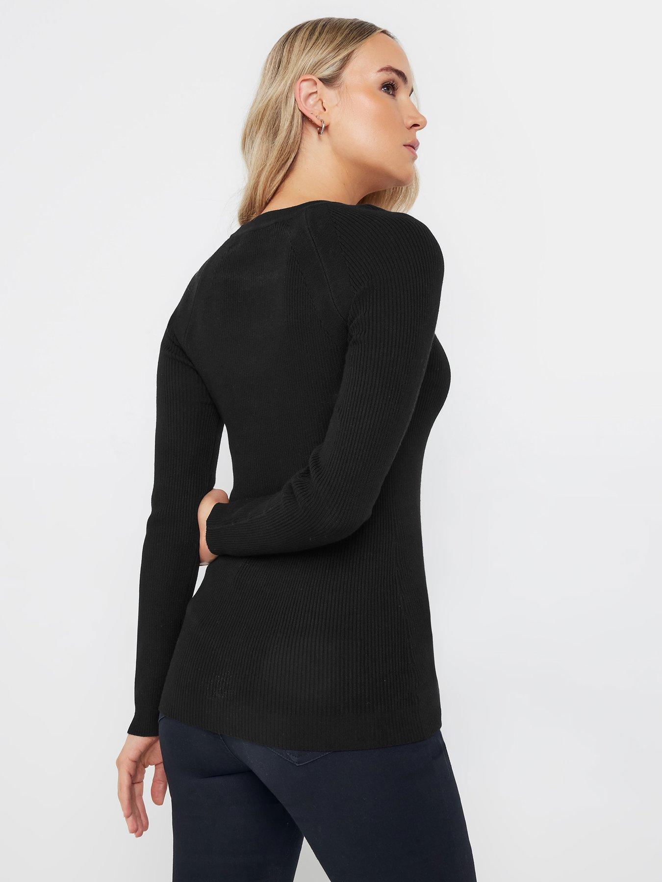 long-tall-sally-rib-eyelet-jumper-blackstillFront