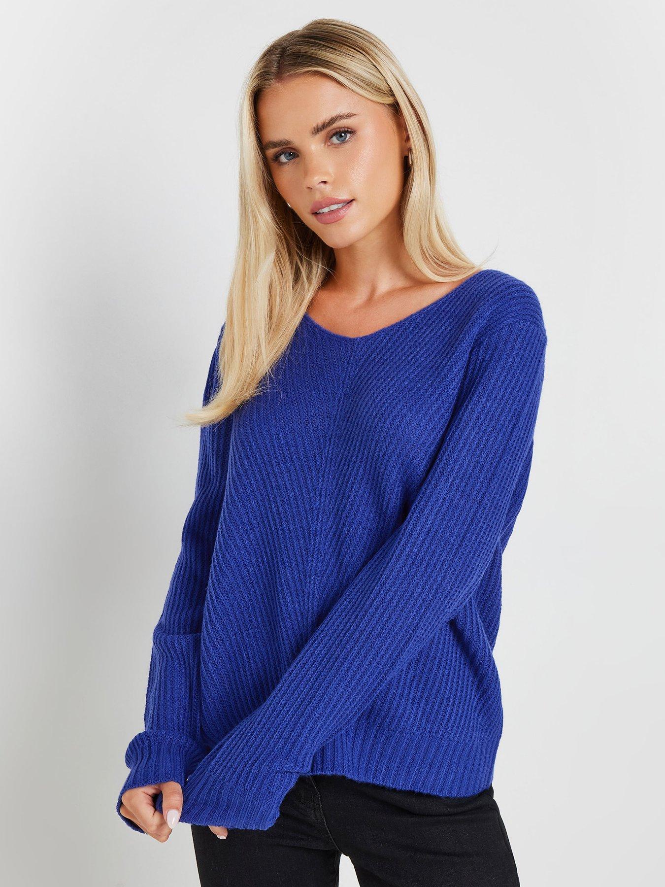 mco-petite-long-sleeve-v-neck-jumper-blue