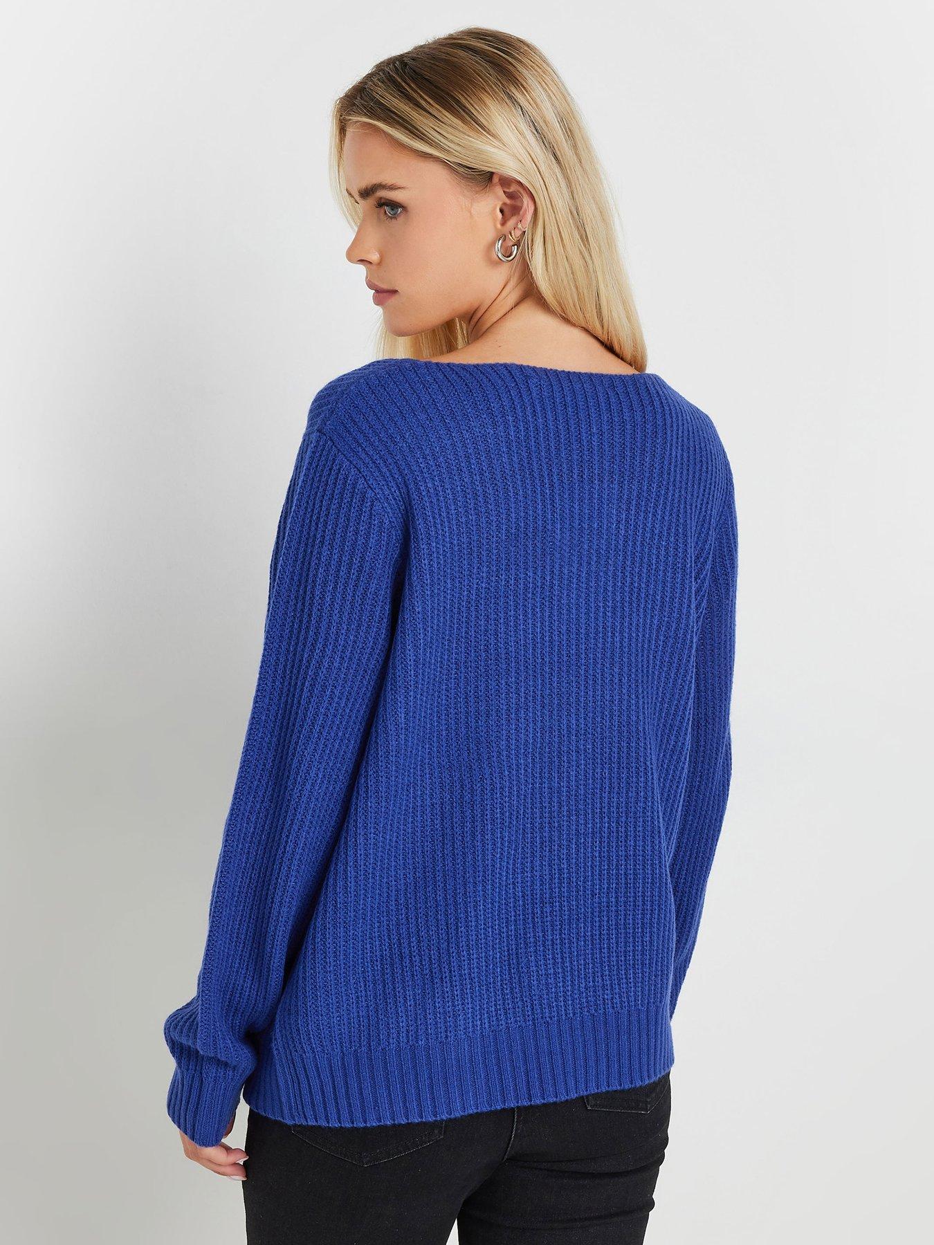 mco-petite-long-sleeve-v-neck-jumper-bluestillFront