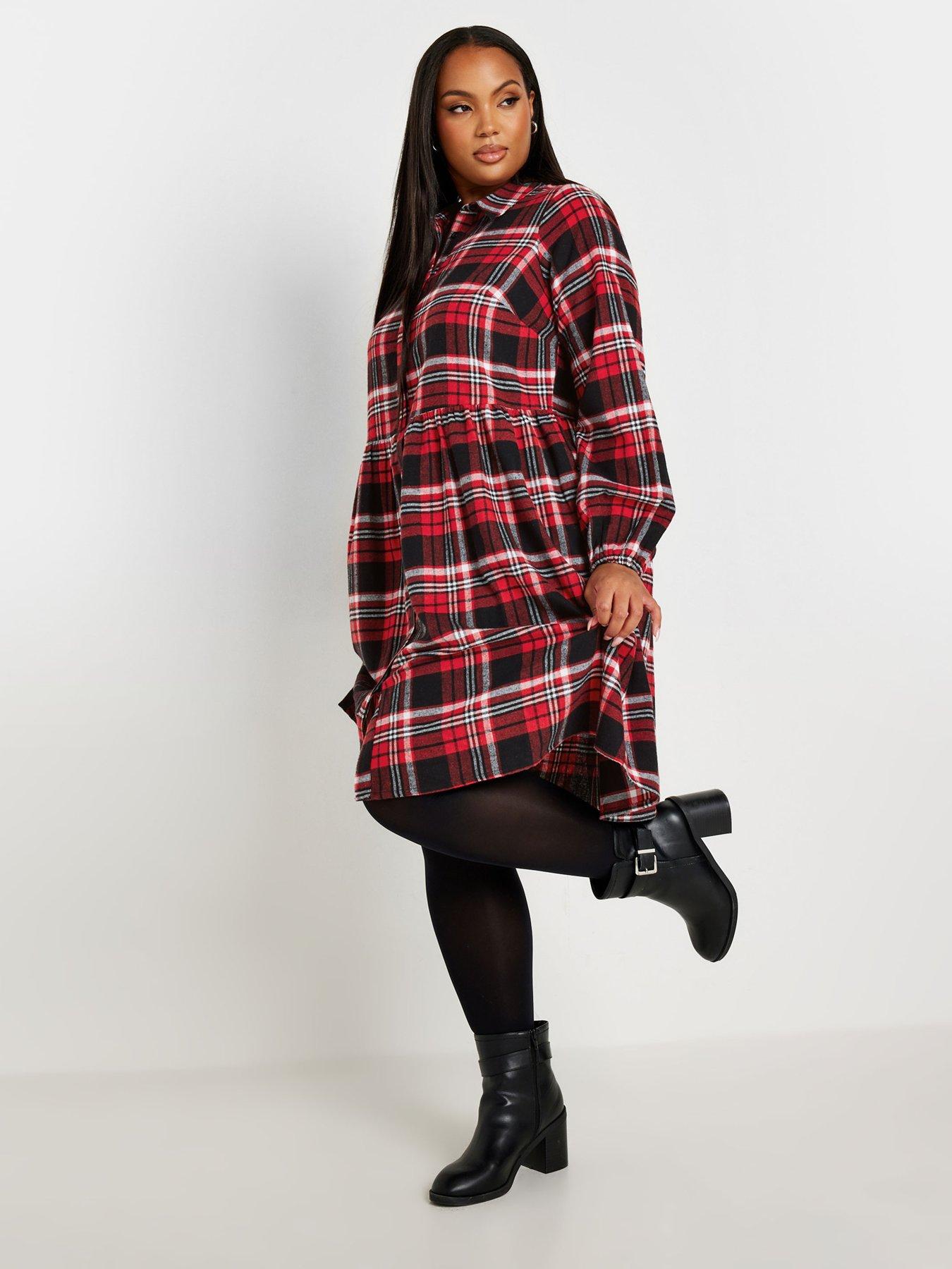 yours-curve-long-sleeve-mini-check-shirt-dressback