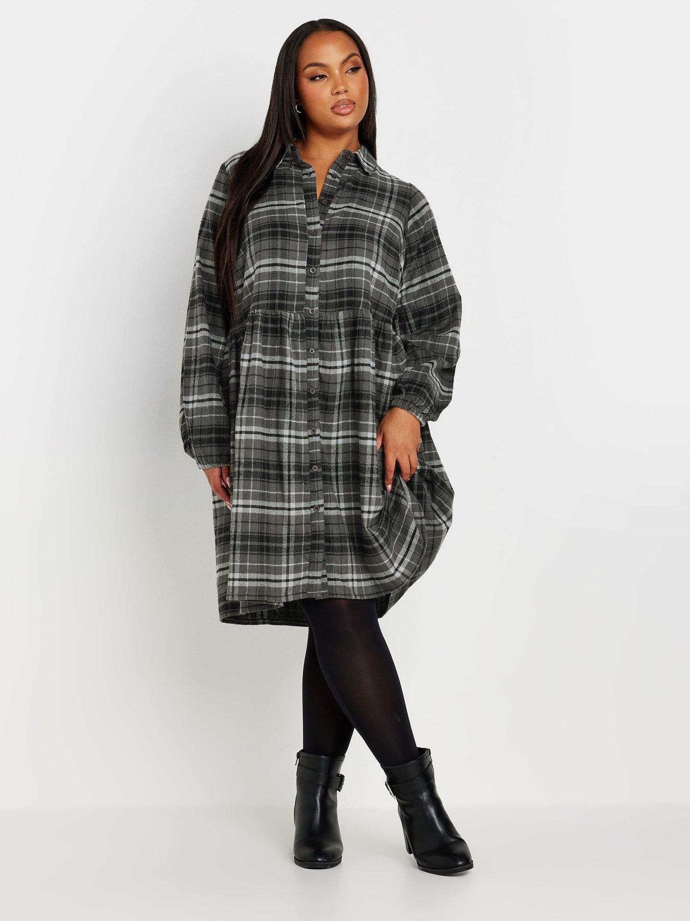 yours-curve-long-sleeve-mini-check-shirt-dressback