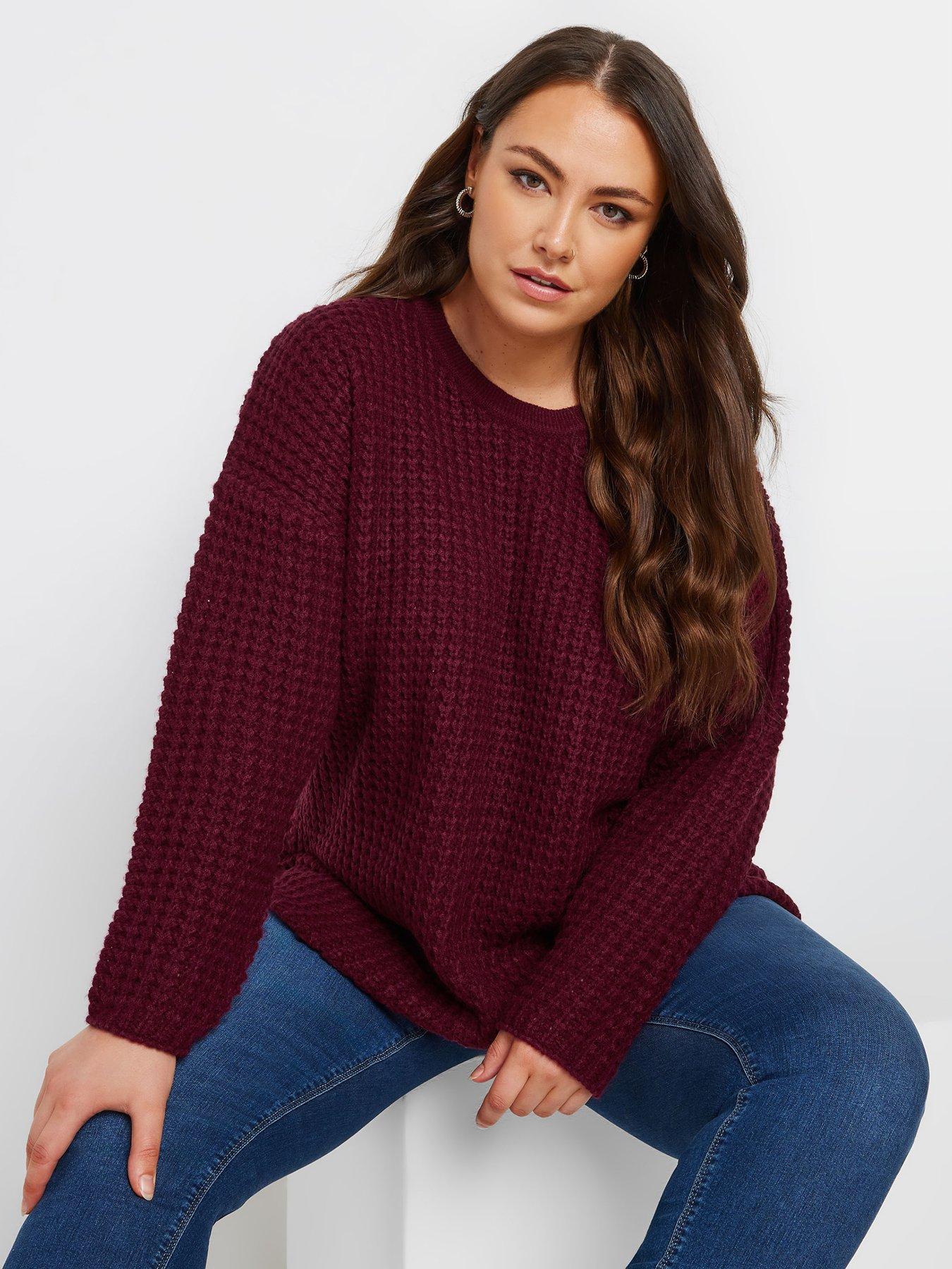 yours-curve-waffle-knit-jumper-purple