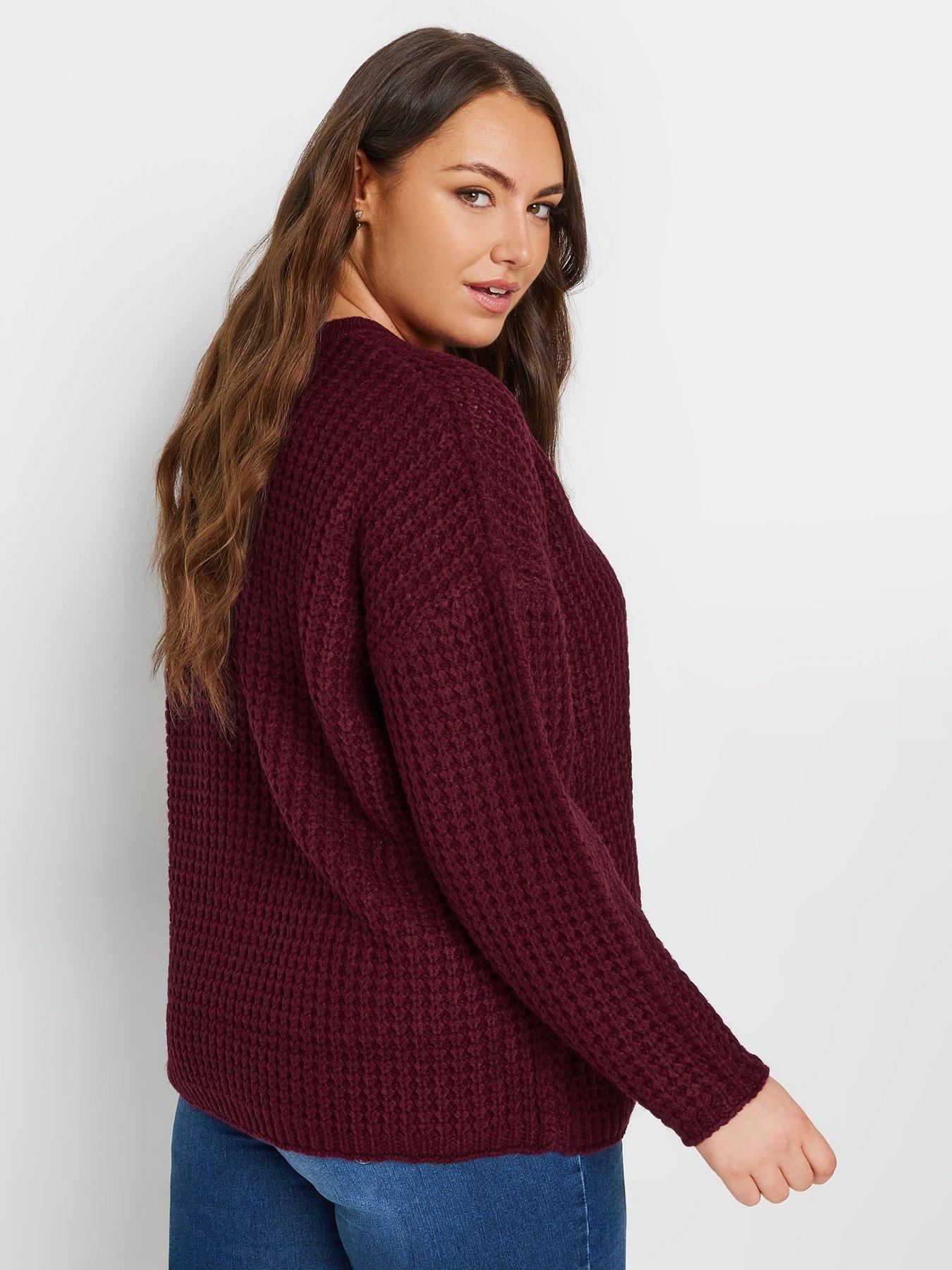 yours-curve-waffle-knit-jumper-purplestillFront