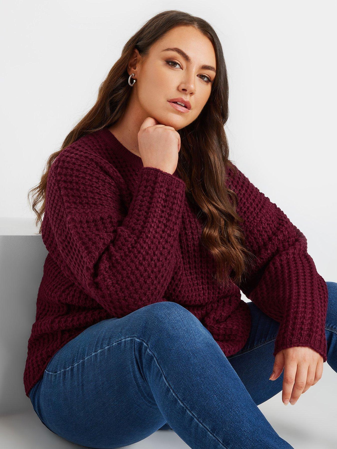 yours-curve-waffle-knit-jumper-purpleoutfit