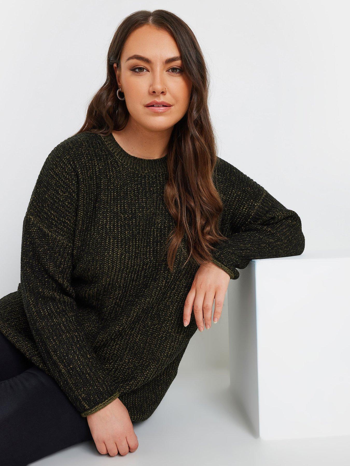 yours-curve-drop-shoulder-jumper-greenblack