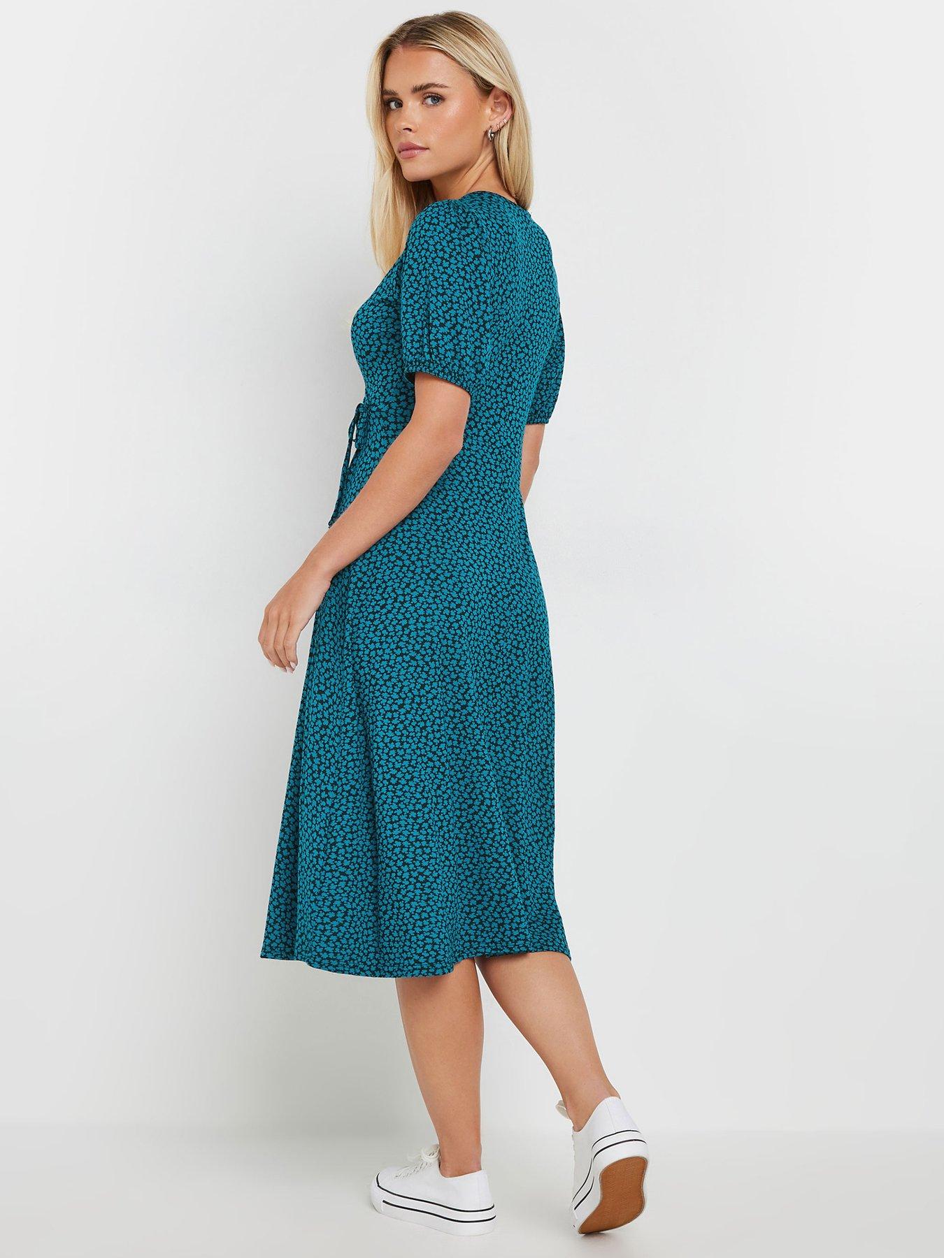 mco-petite-wrap-dress-bluestillFront