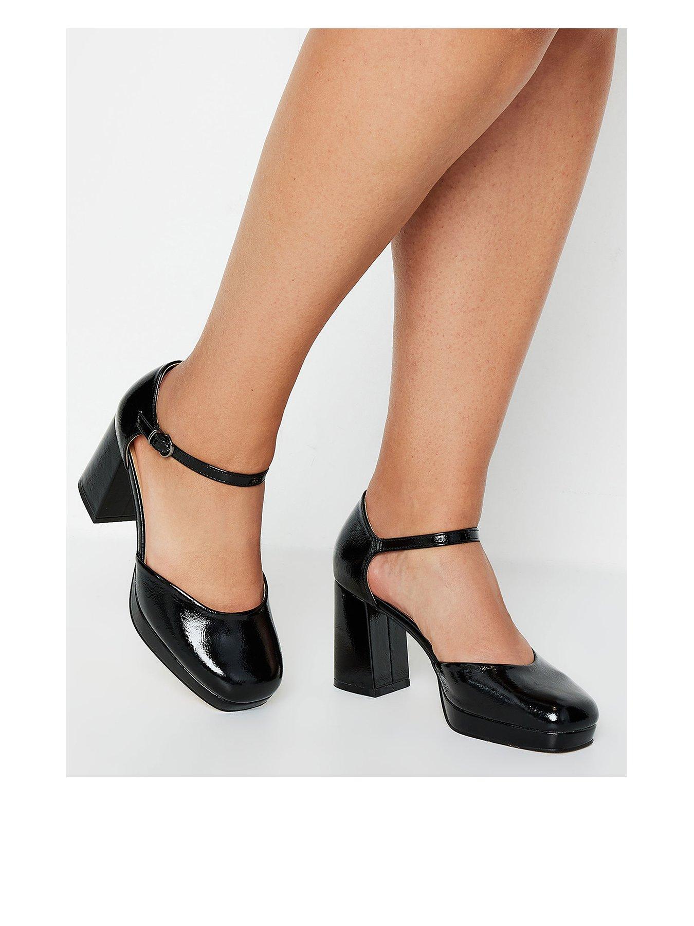 yours-extra-wide-fit-platform-court-shoes-black