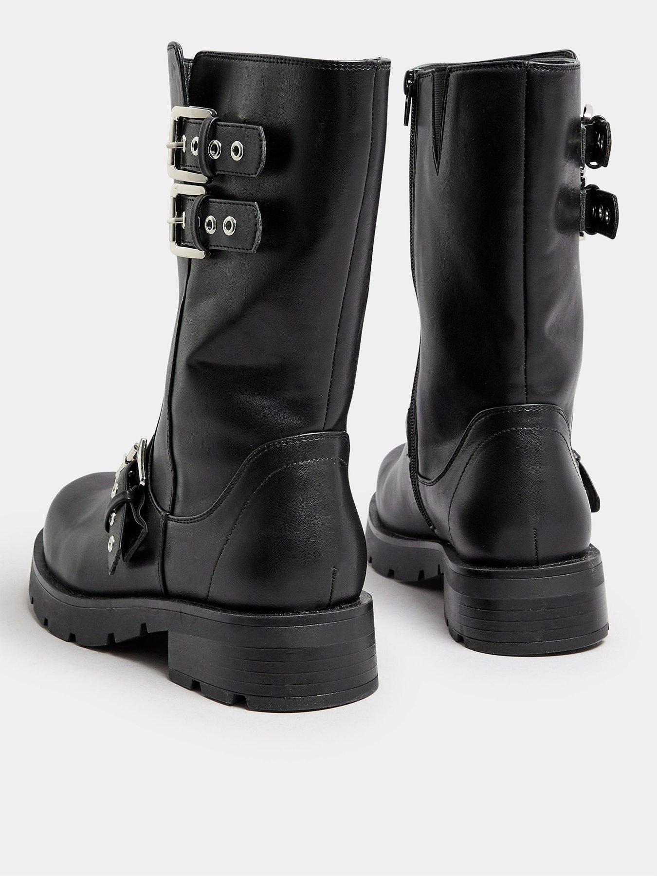 yours-extra-wide-fit-3-strap-calf-biker-boot-blackback