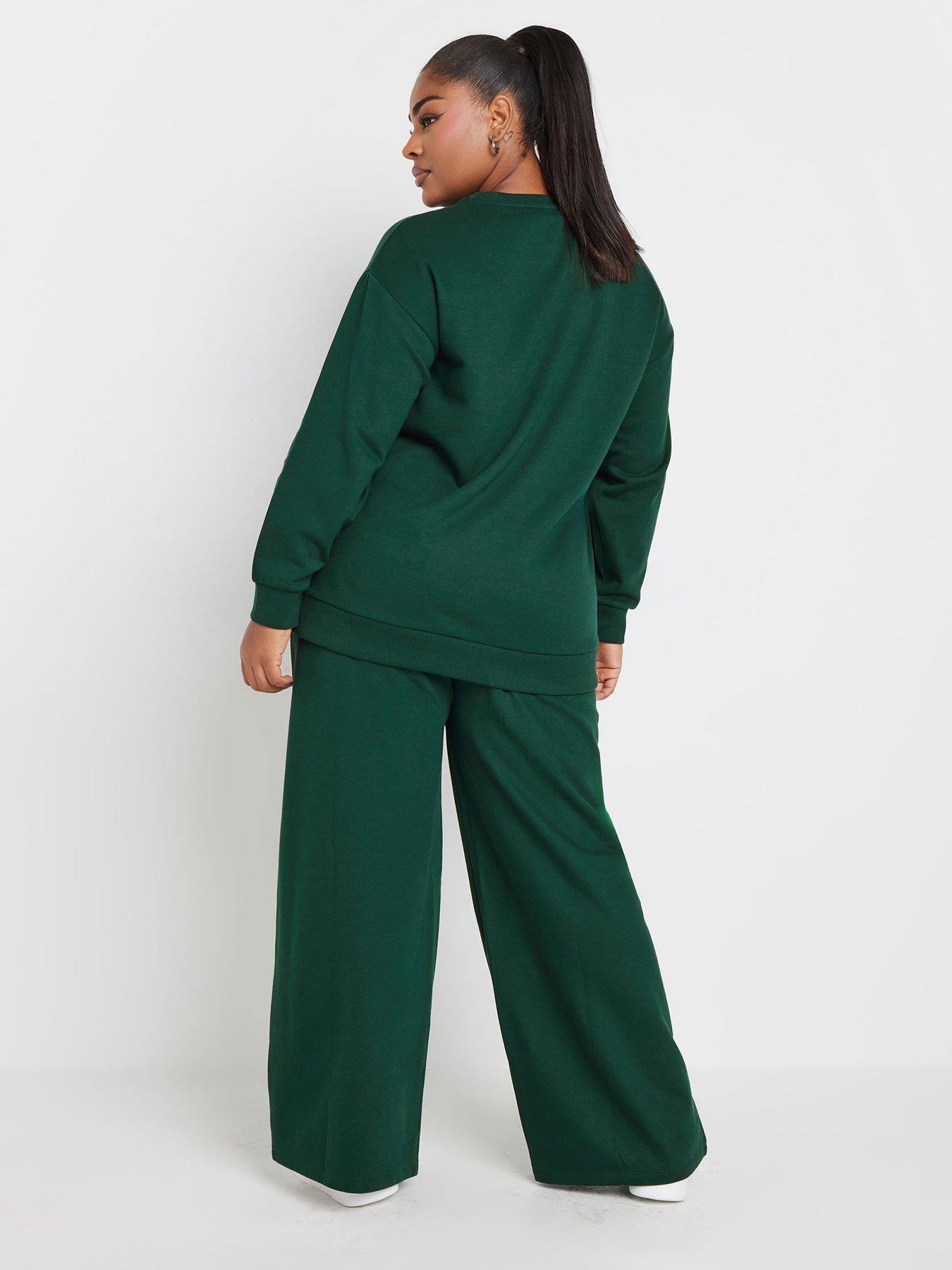 yours-curve-crew-neck-sweatshirt-with-wide-leg-jogger-set-greenstillFront