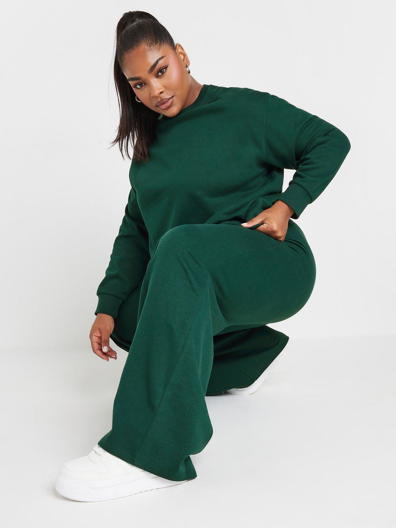 yours-curve-crew-neck-sweatshirt-with-wide-leg-jogger-set-greenback