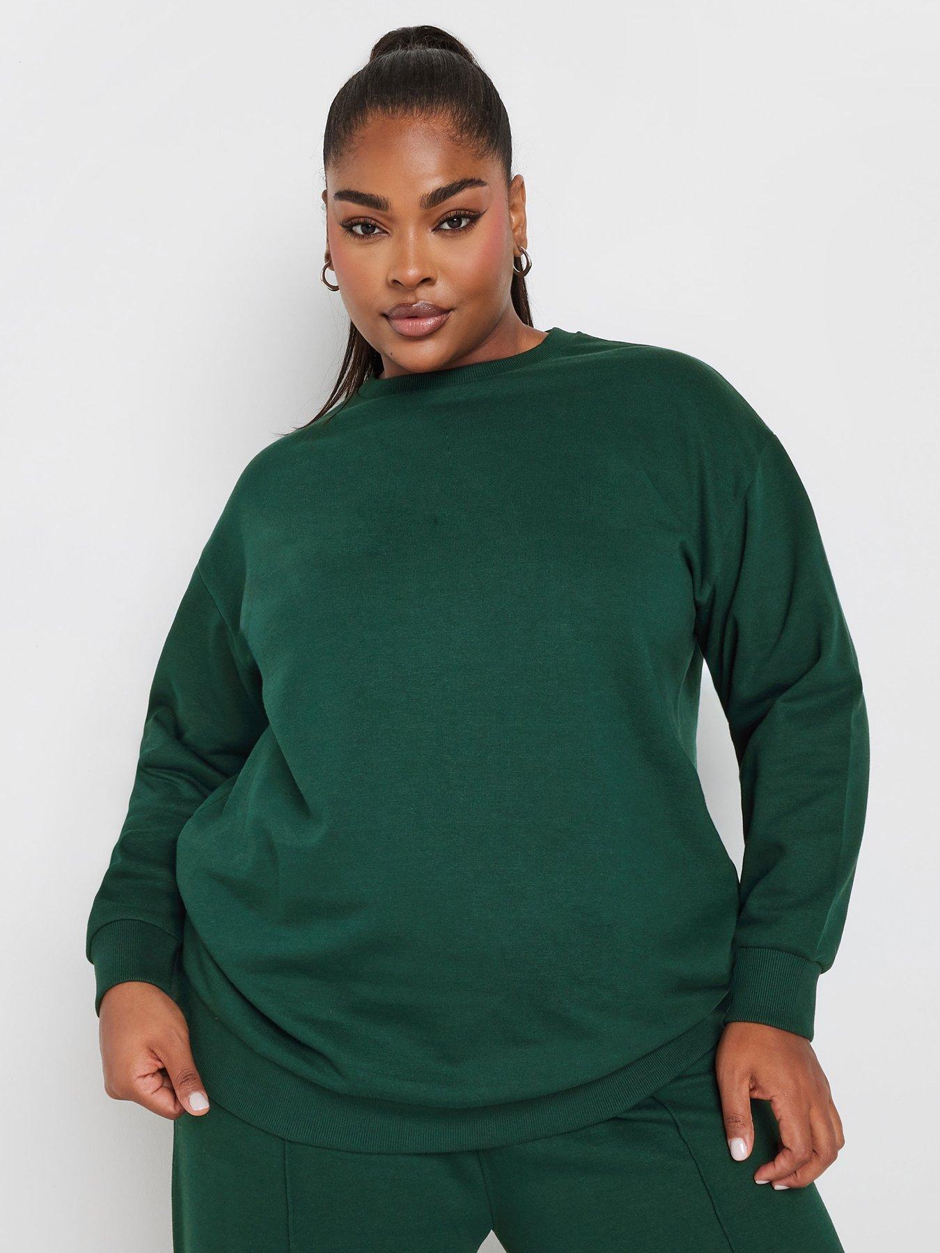 yours-curve-crew-neck-sweatshirt-with-wide-leg-jogger-set-greenoutfit