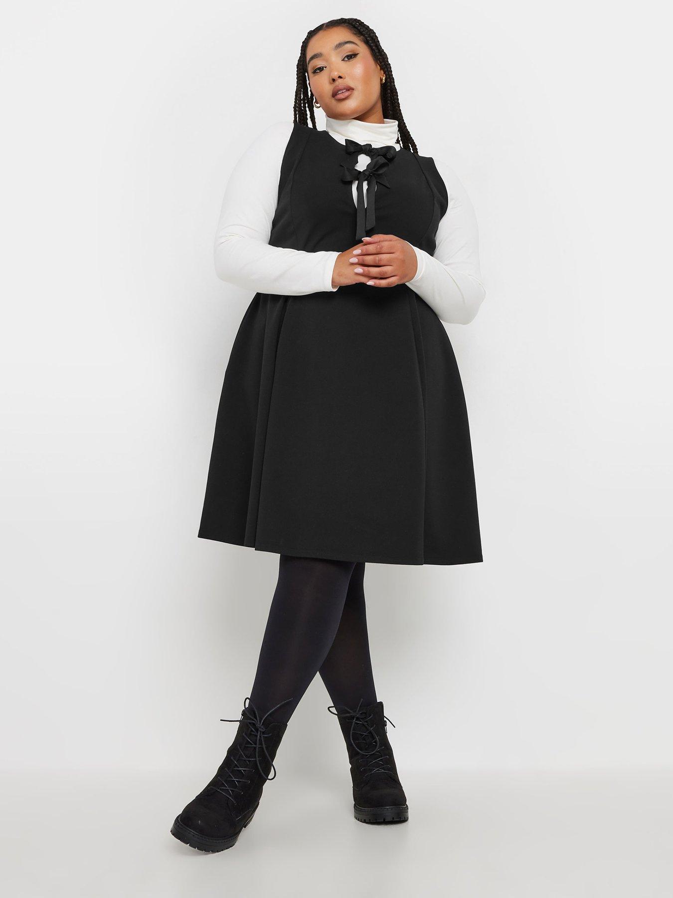 yours-curve-crew-neck-double-bow-scuba-pinafore-dress-blackback