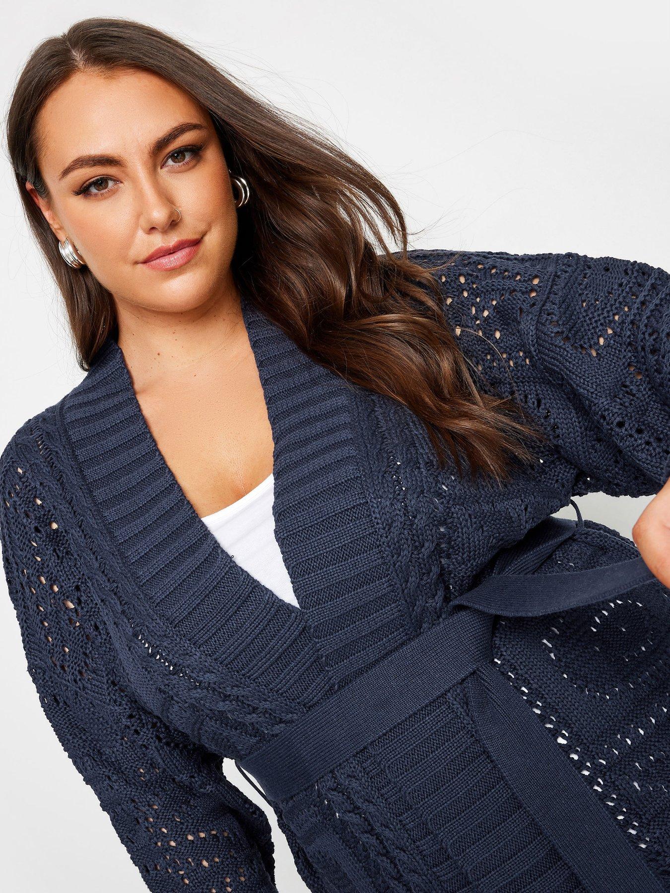 yours-curve-pointelle-mix-belted-cardigan-blueoutfit