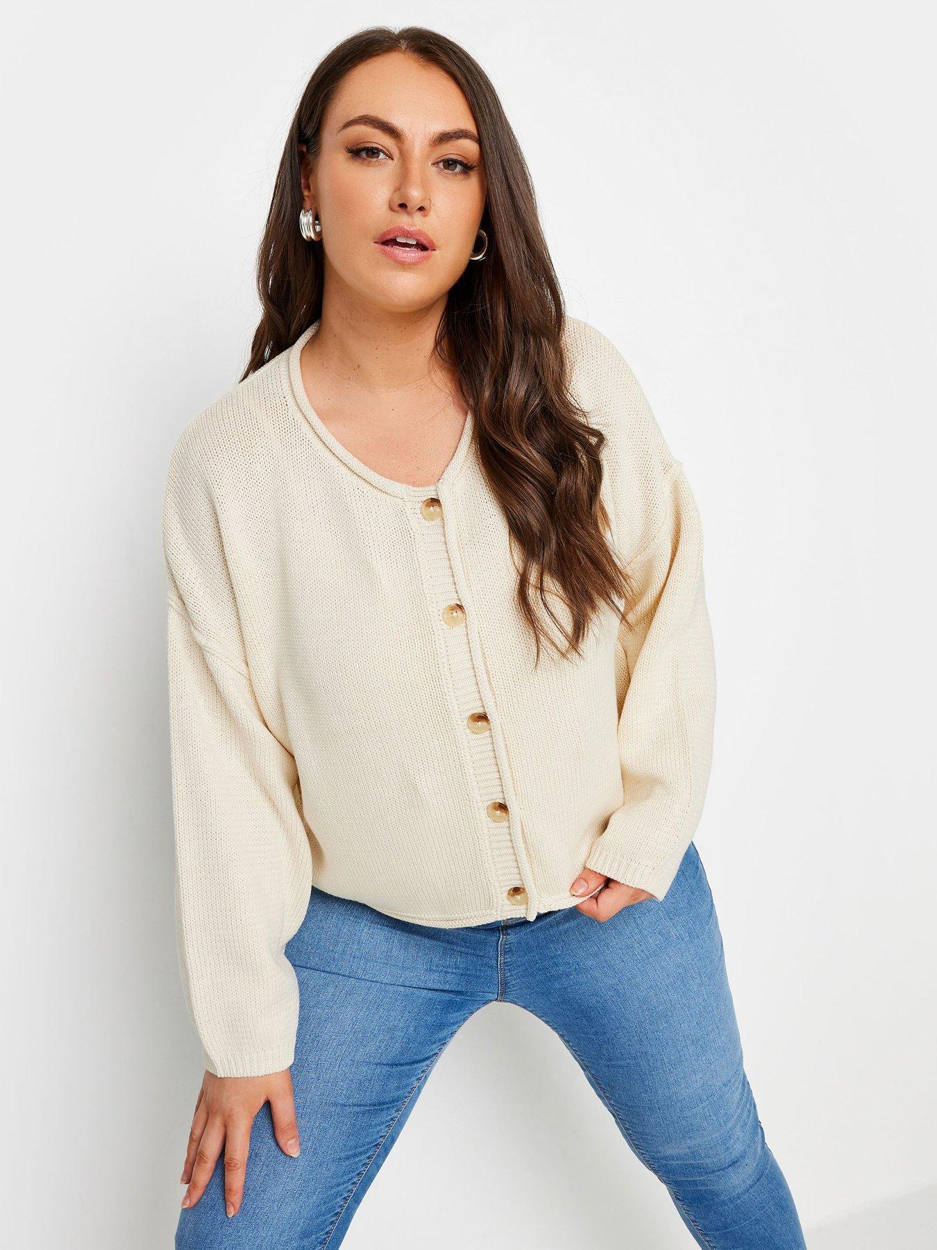 yours-curve-short-button-thru-cardigan-beige