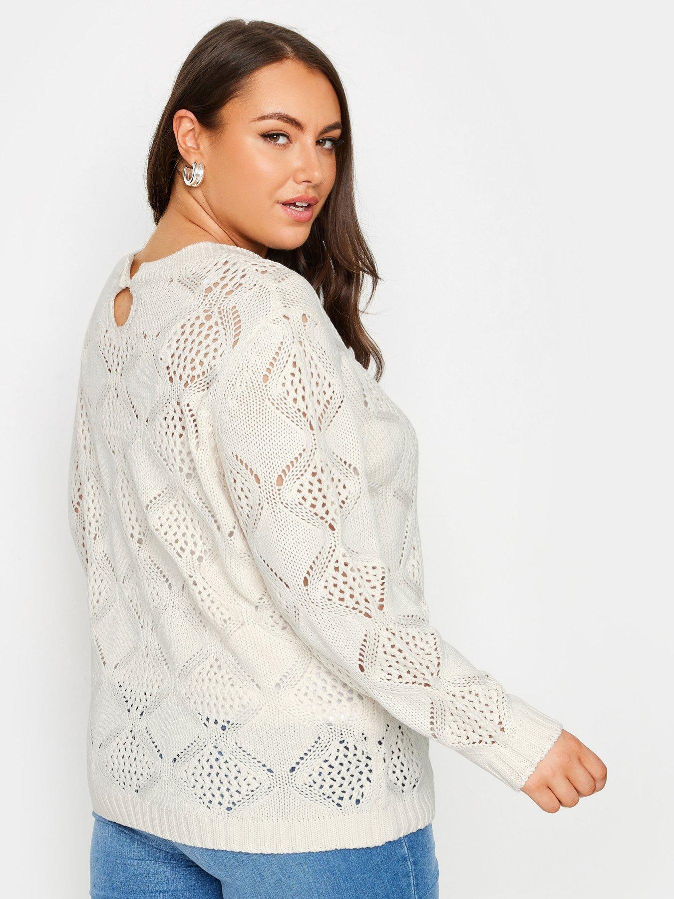 yours-curve-pointelle-mesh-stitch-jumper-beigestillFront