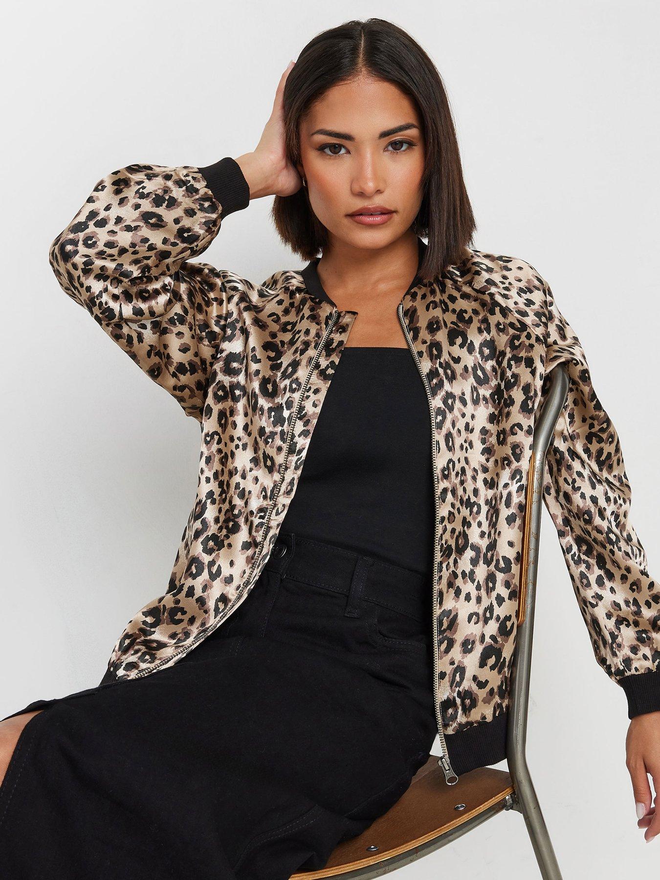 undefined Petite Animal Satin Bomber Jacket