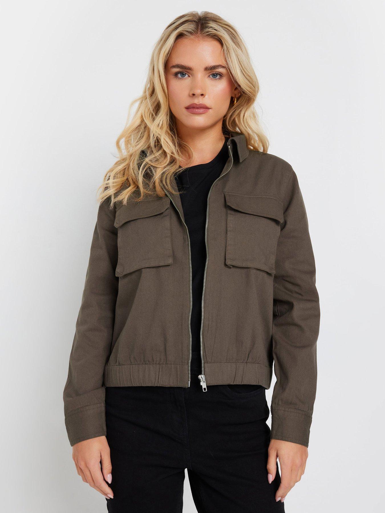 mco-petite-zip-collared-jacket-brown