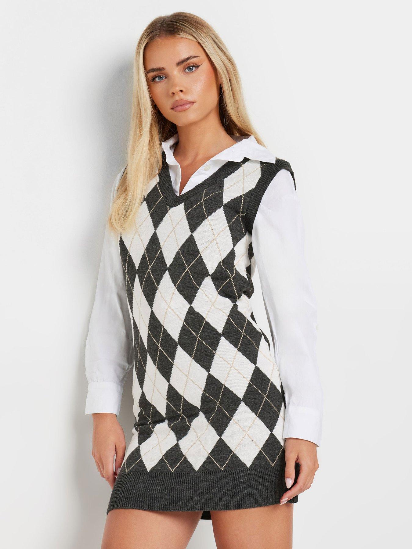 pixiegirl-petite-argyle-check-vest-dress-blackwhite