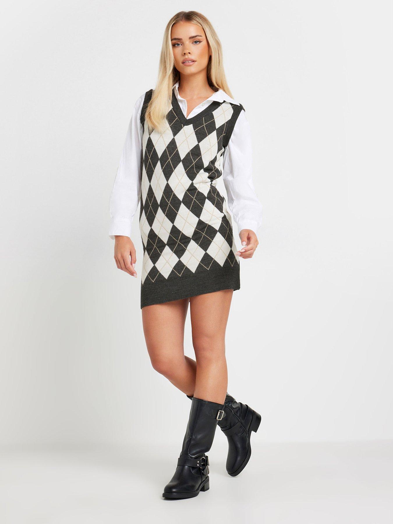 pixiegirl-petite-argyle-check-vest-dress-blackwhiteback