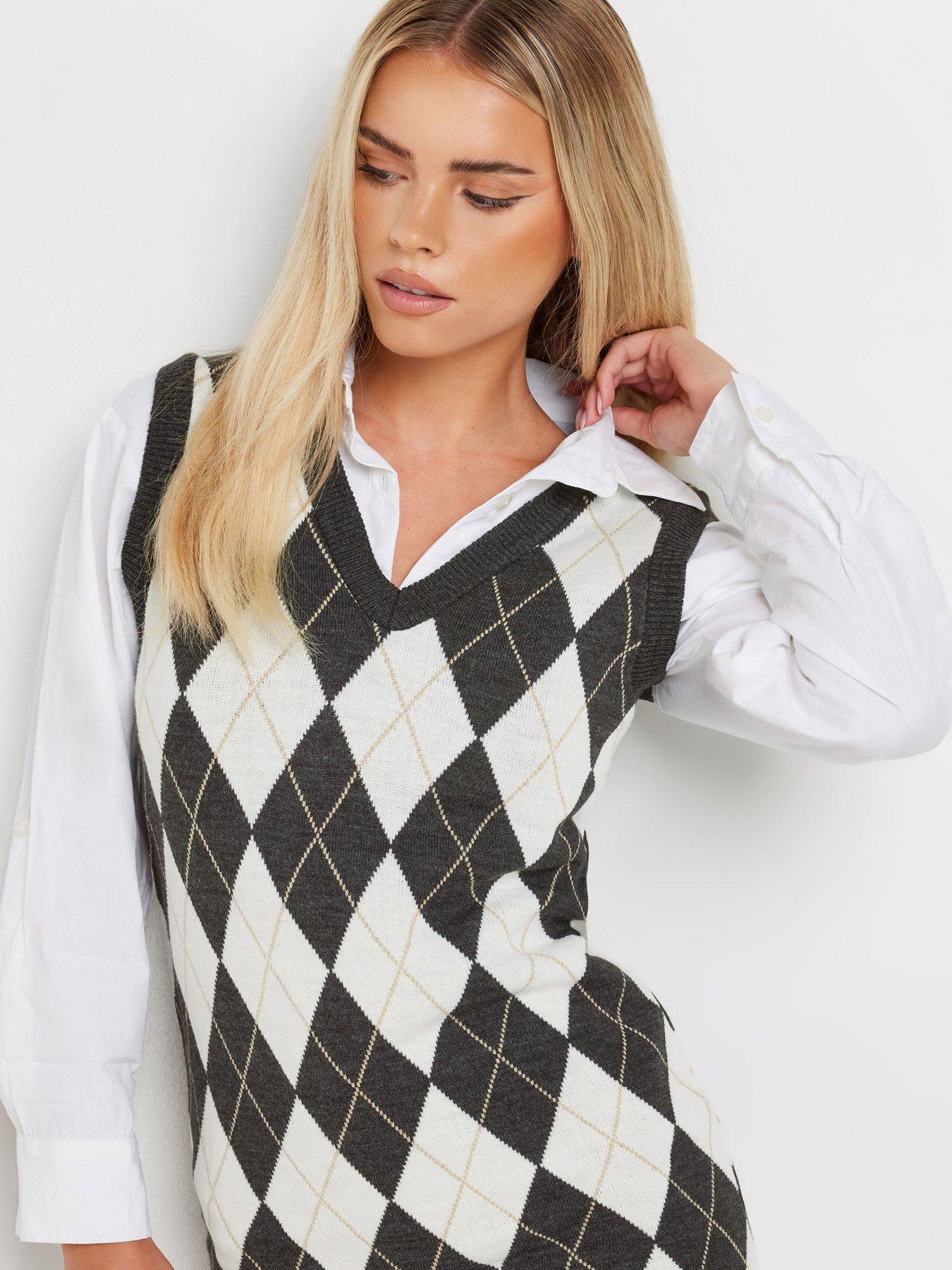 pixiegirl-petite-argyle-check-vest-dress-blackwhiteoutfit