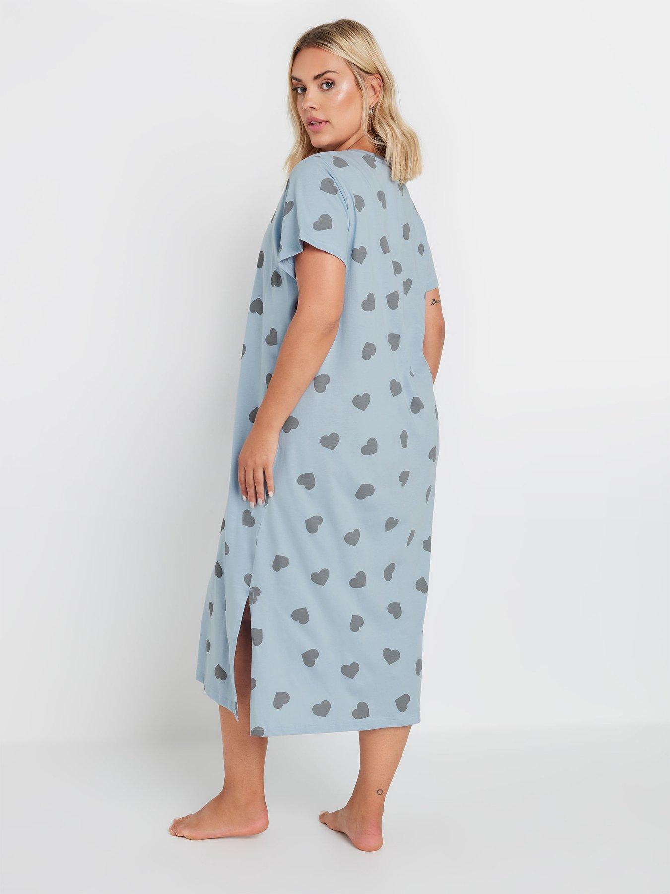 yours-curve-heart-midaxi-nightdress-bluestillFront