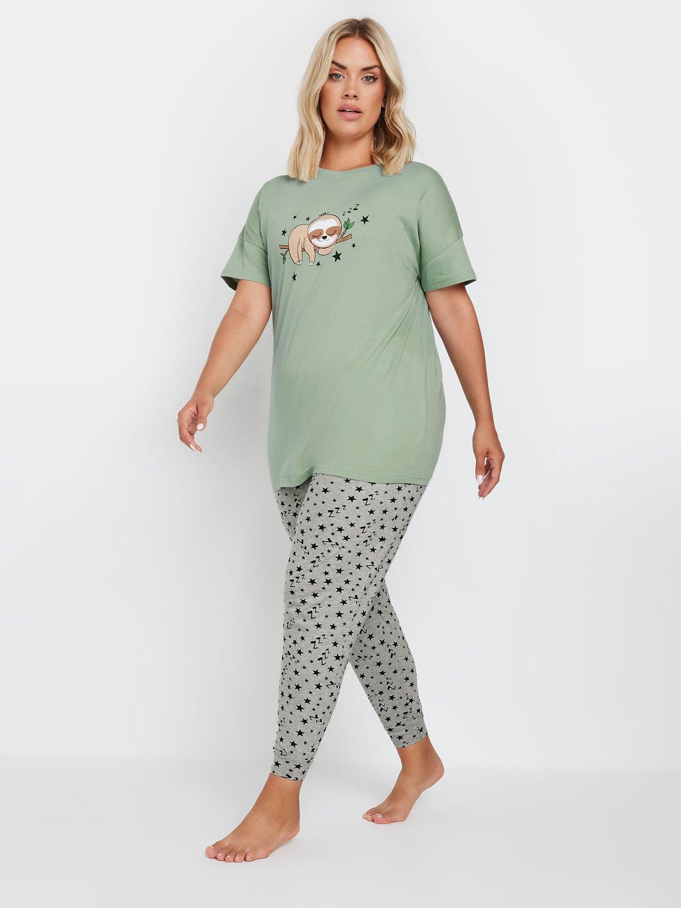 yours-curve-sloth-cuffed-pj-set