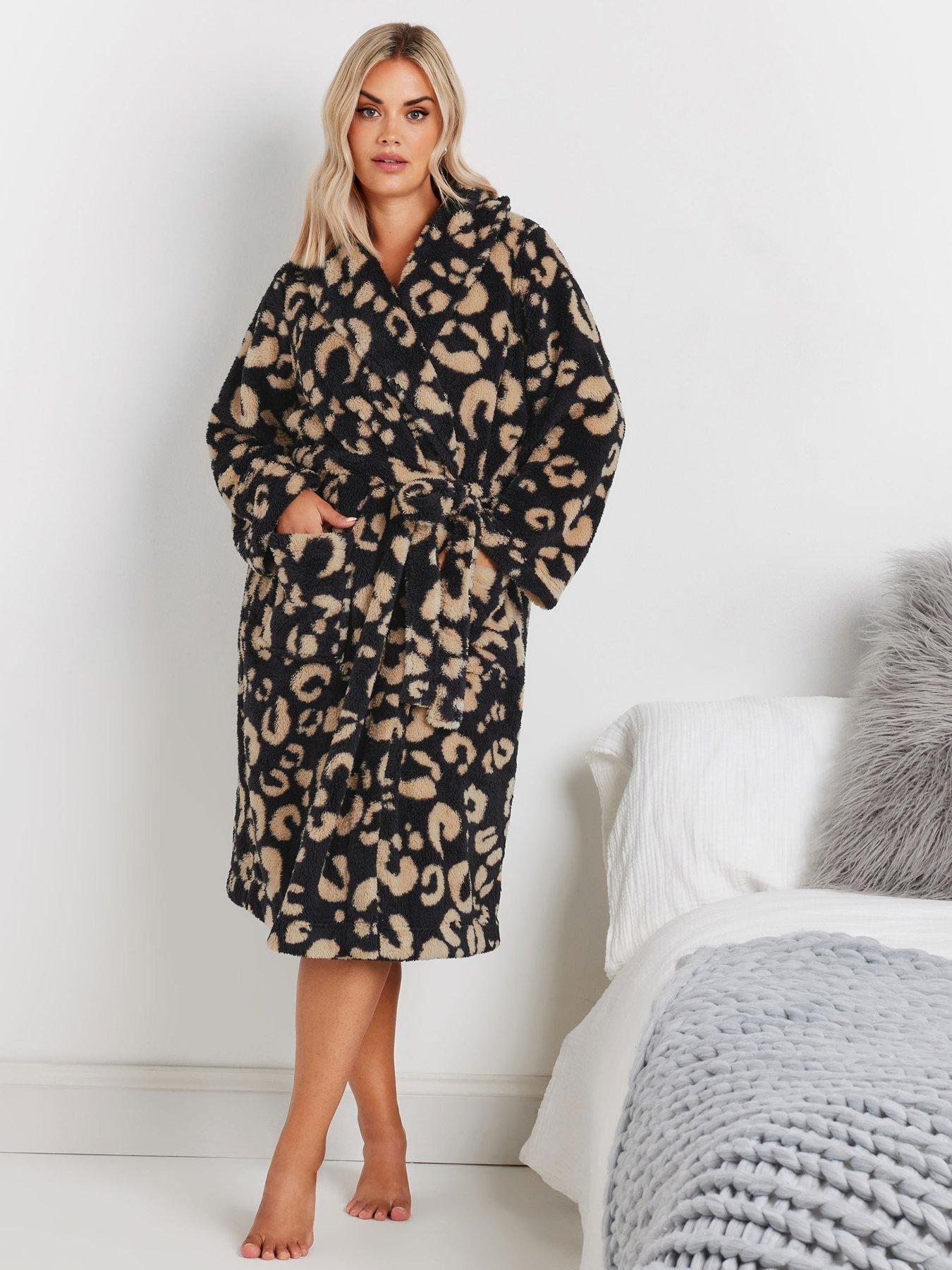 Image of Yours Curve Fluffy Animal Shawl Collar Robe