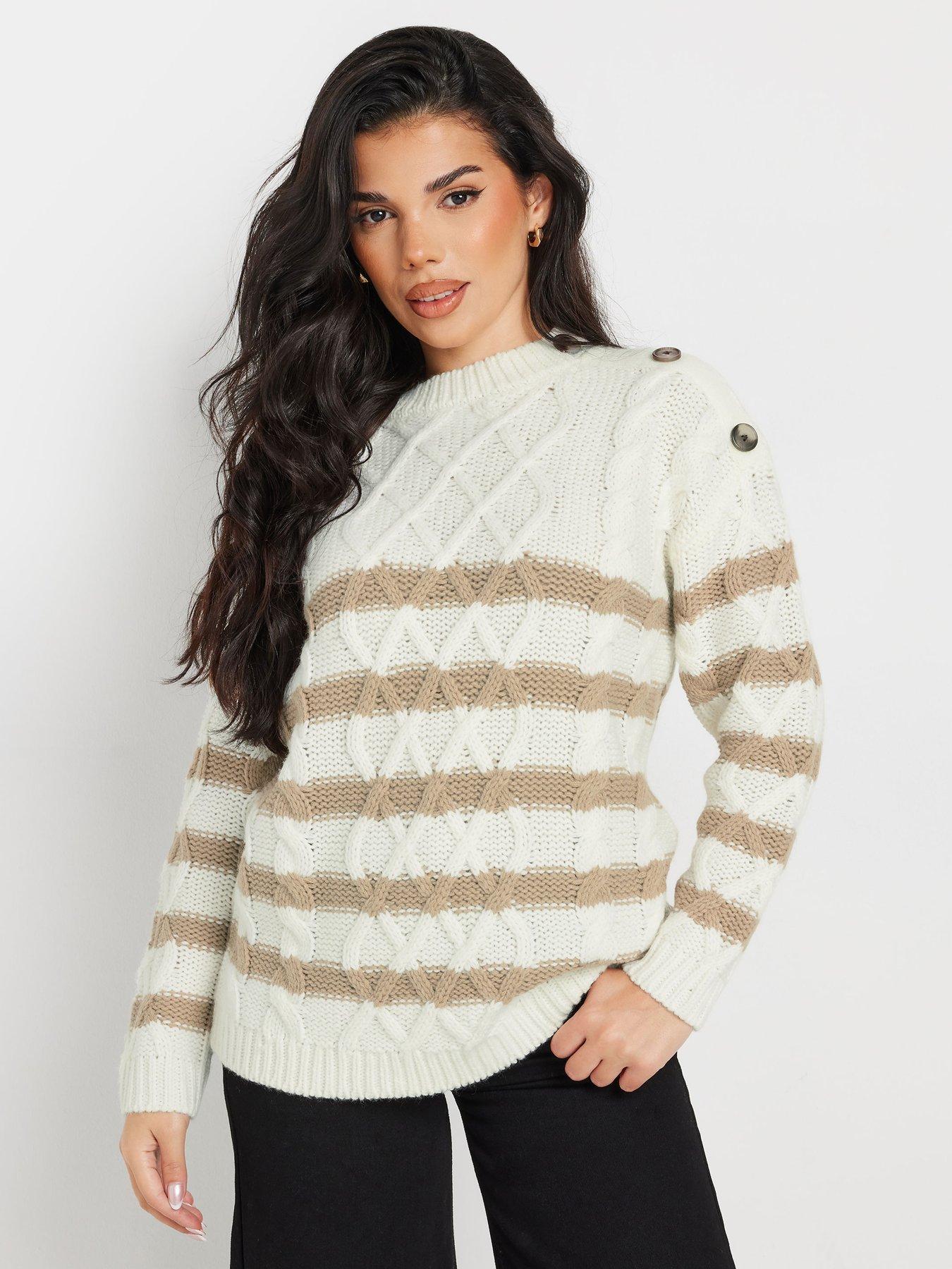pixiegirl-petite-stripe-cable-button-jumper-ivory