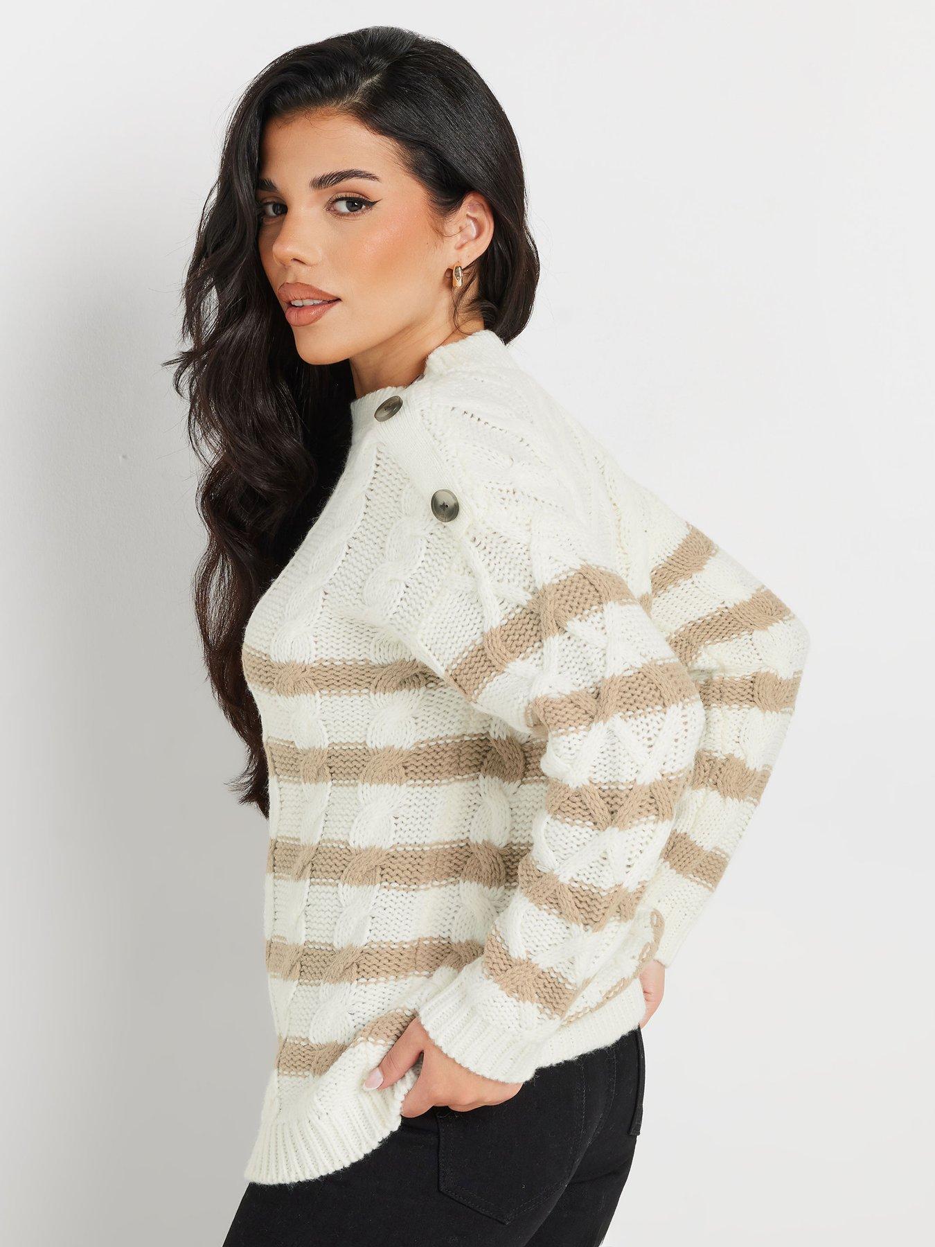 pixiegirl-petite-stripe-cable-button-jumper-ivorystillFront