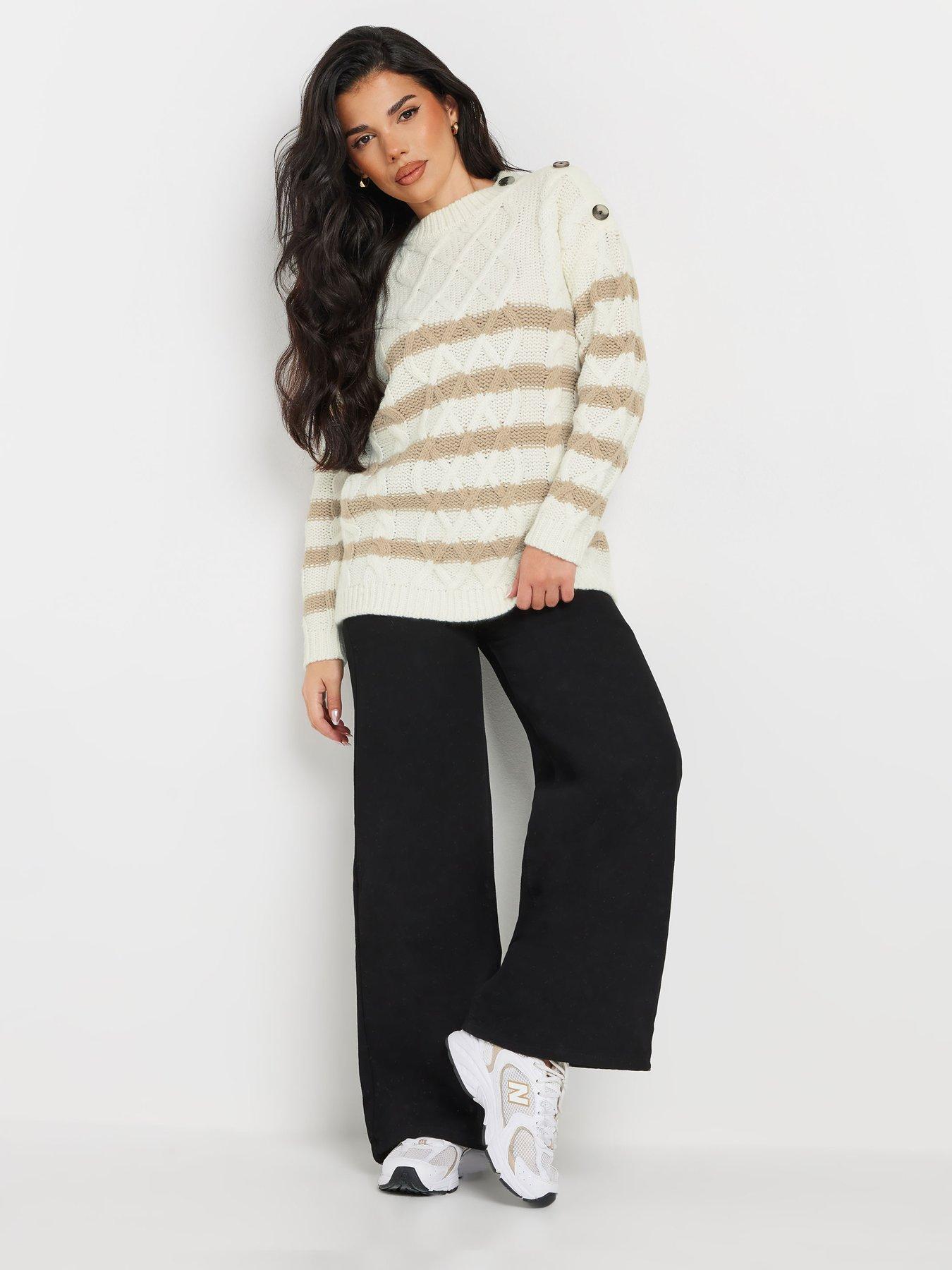 pixiegirl-petite-stripe-cable-button-jumper-ivoryback