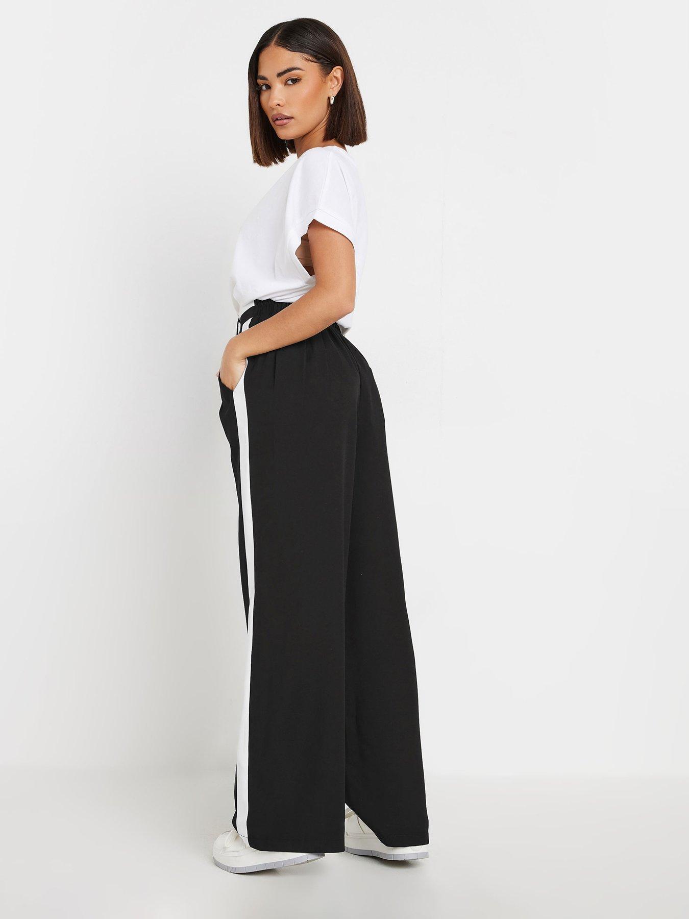 pixiegirl-petite-side-stripe-contrast-wide-leg-trousers-blackstillFront