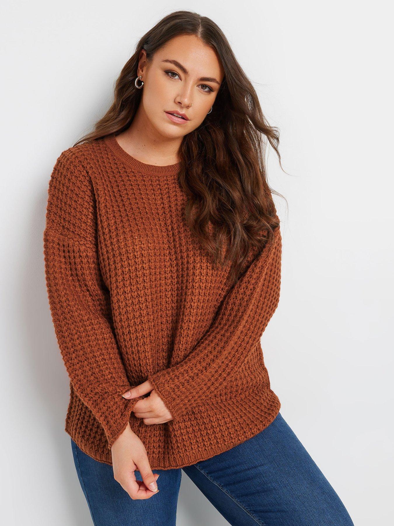 yours-curve-waffle-knit-jumper-orange