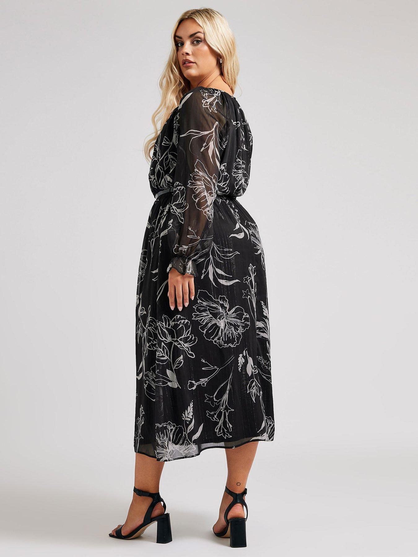 yours-curve-mono-stencil-dress-with-belt-blackstillFront