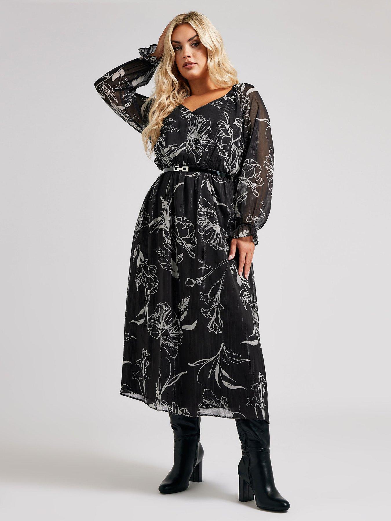 yours-curve-mono-stencil-dress-with-belt-blackback