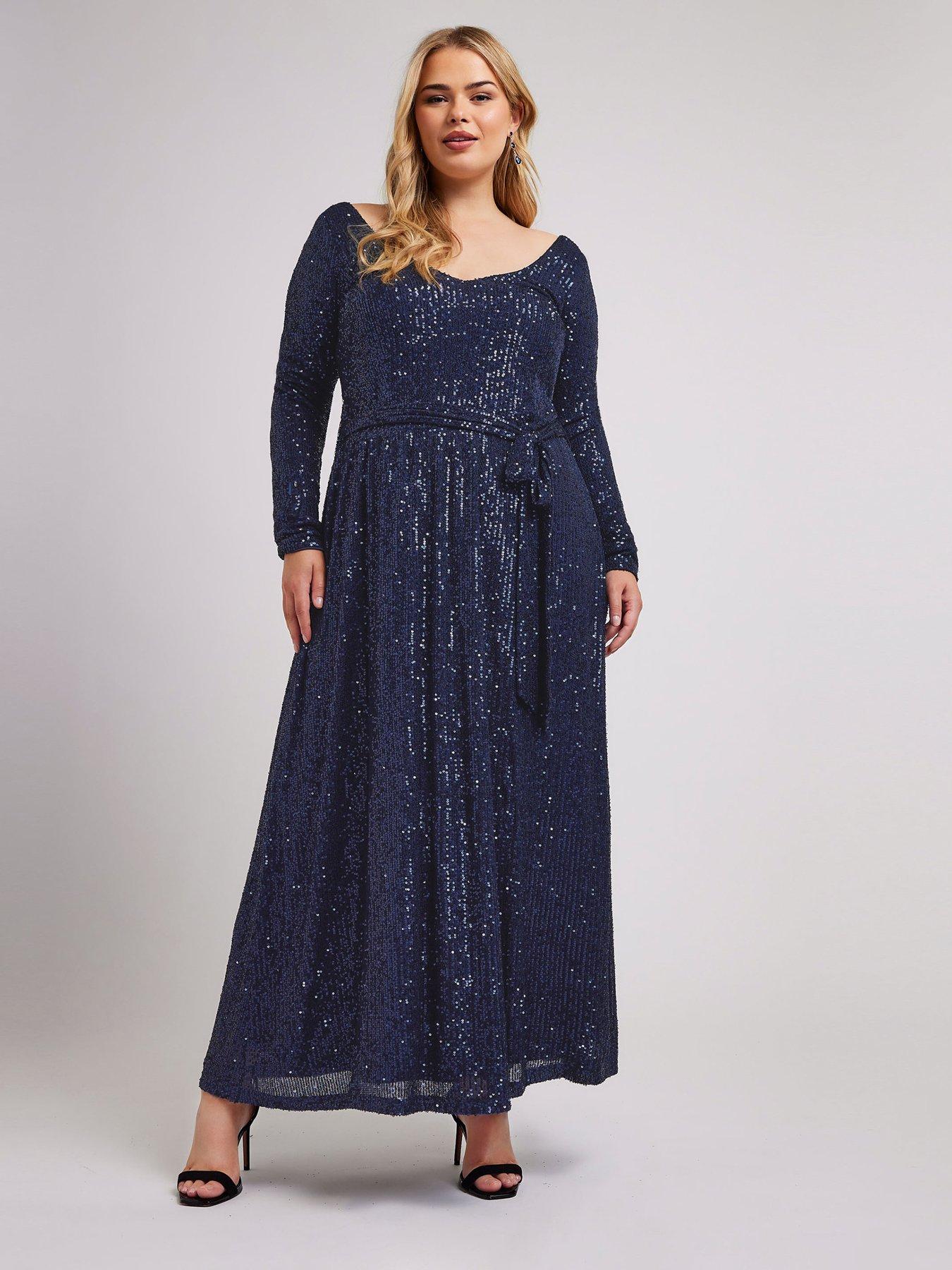 yours-curve-sequin-v-neck-long-sleeve-maxi-dress-blueback