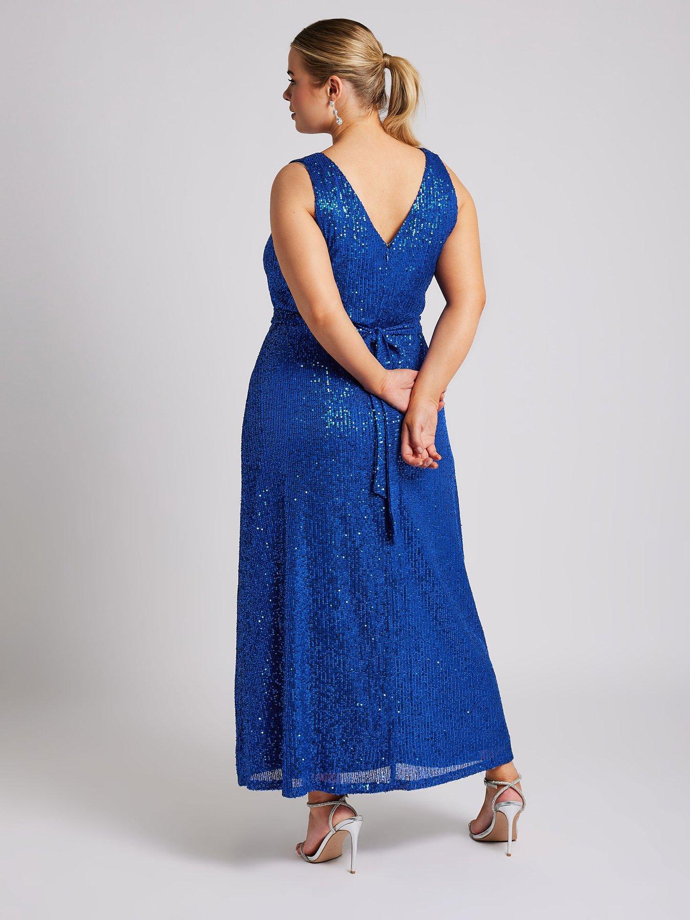 yours-curve-sequin-v-neck-maxi-dress-bluestillFront