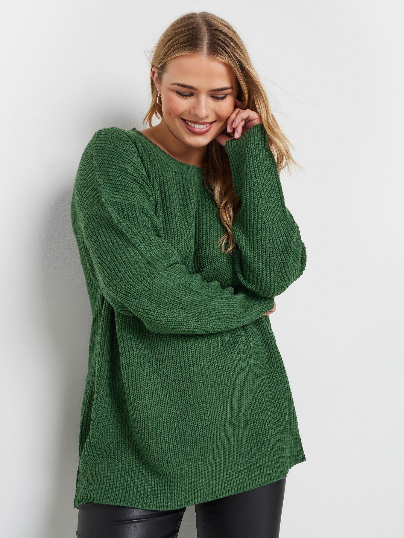 yours-curve-drop-shoulder-jumper-green