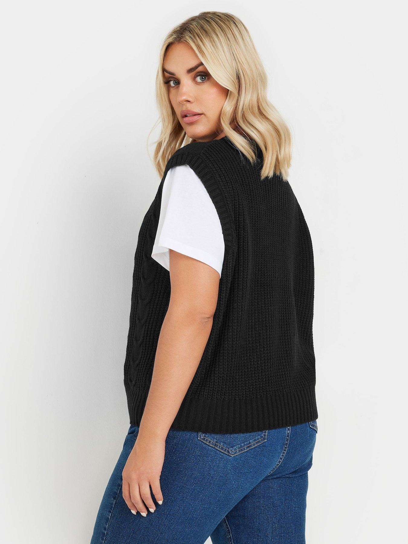 yours-curve-cropped-cable-vest-blackstillFront